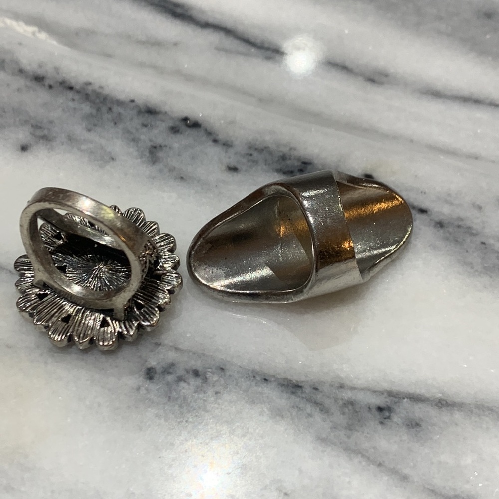 Silver Full finger Rhinestone Ring Size 4.5 - Picture 6 of 7